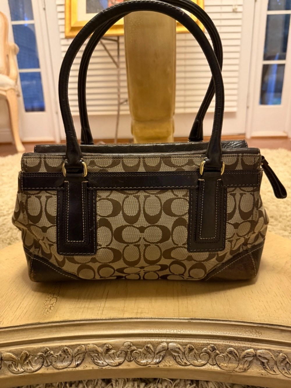 Coach Hampton Signature C Tan/Brown Canvas Carryall Satchel 11062 Y2K - Picture 2 of 16